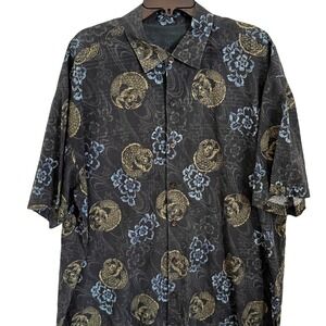Tommy Bahama Men's Hawaiian Short Sleeve Shirt XXL Koi Fish Black‎ Silk Blend